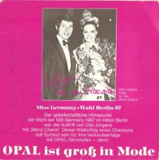 Udo Jürgens - Merci Chérie / Das ist nicht gut für mich - Opal - Vinyl-Single (7") Back-Cover